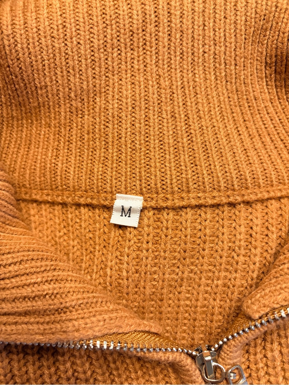 Simlakey Women’s Caramel Brown 1/4 Zip Sweater, Size Medium - Picture 6 of 7